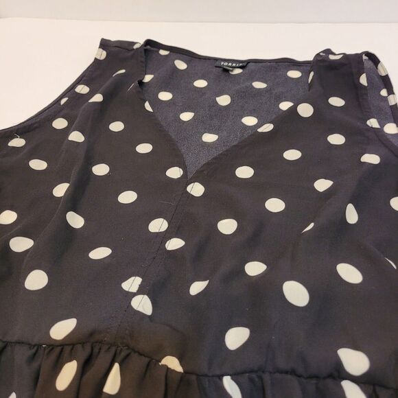 torrid Tops - Torrid, Black Polkadot Tank with‎ Peplum waist, size 2